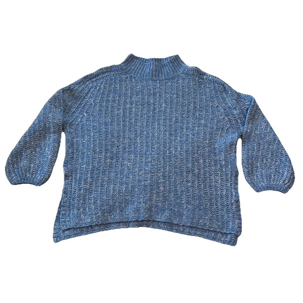 Pilcro Anthropologie Sweater Blue Womens Size Medium‎ Wool Blend Mock Neck